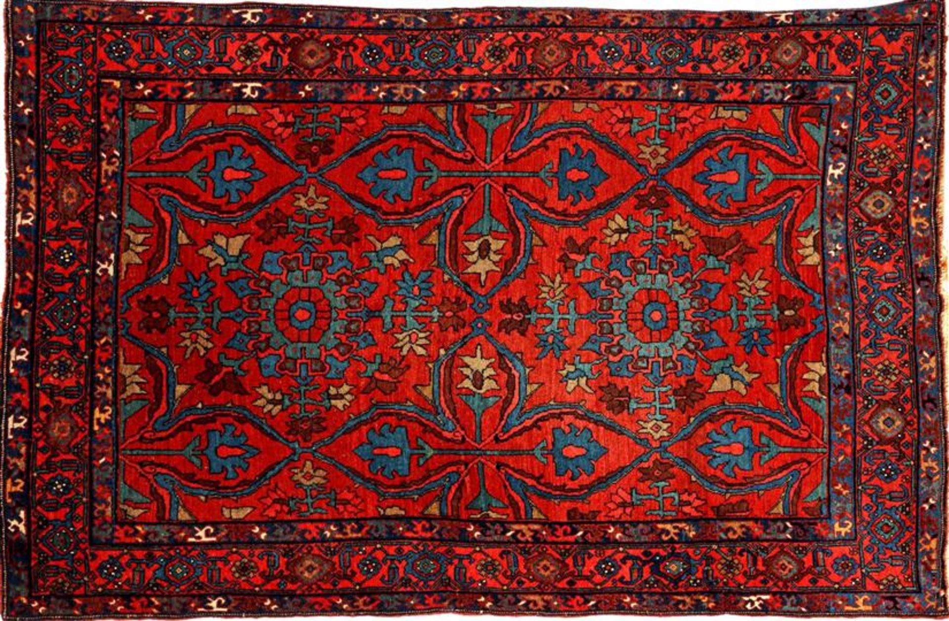 Antique Bidjar Persian Kurdish flower design carpet 200x129 cm