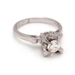 BWG solitaire ring, Pm 900, set with brilliant cut diamond, 0.32 ct., 15 mm