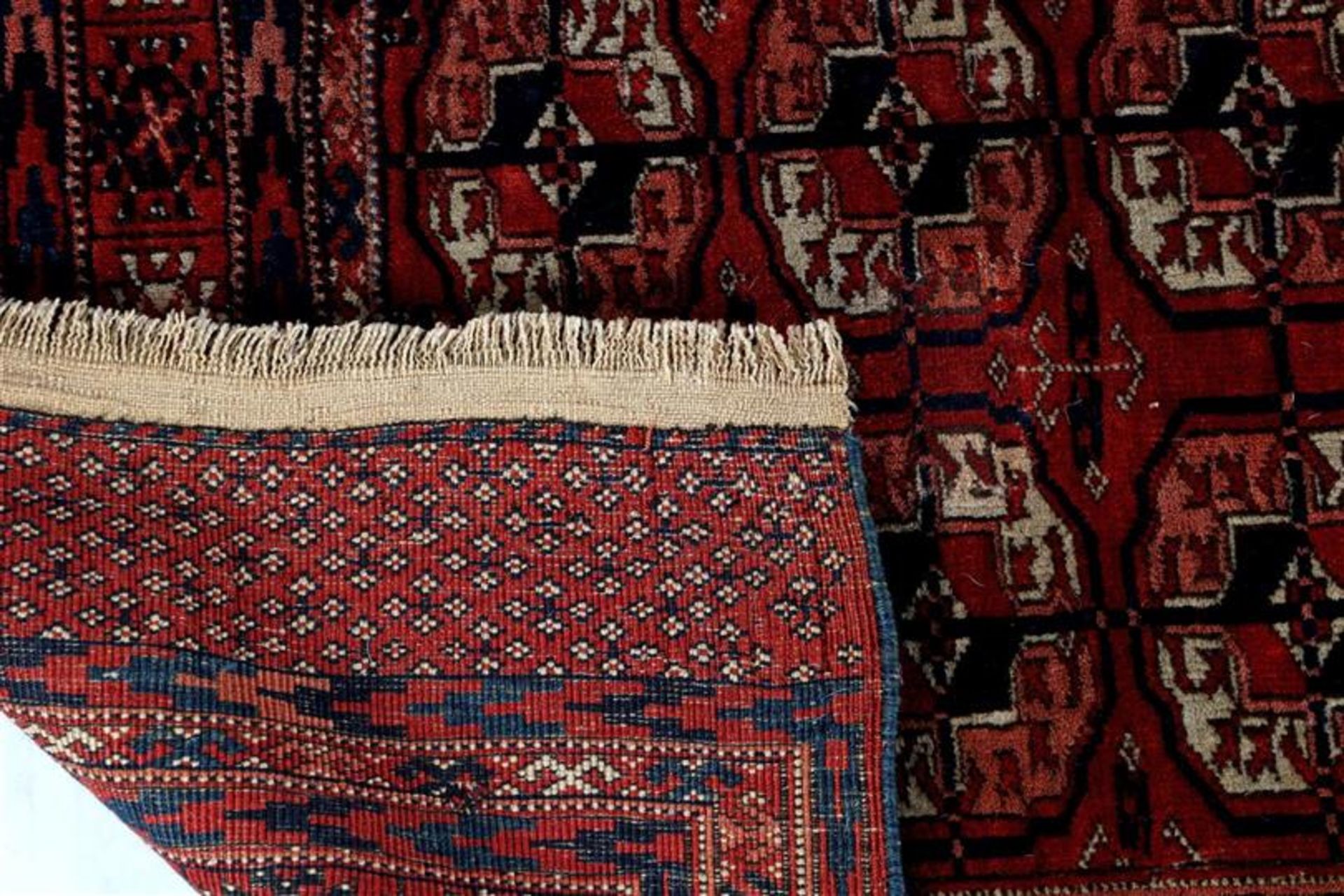 Hand-knotted wool carpet with Oriental decor Tekke mat, 90x83 cm - Bild 3 aus 3