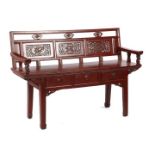 Chinese lacquer bench with 3 drawers under the seat, 89 cm high, 130 cm wide, 48 cm deep