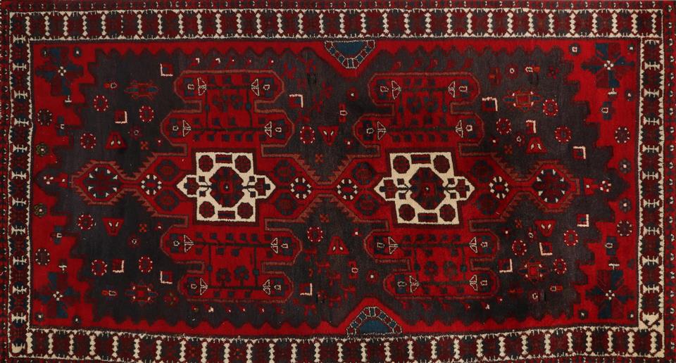Hand-knotted wool carpet with oriental decor, 320x170 cm
