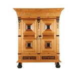 Dutch oak cushion cabinet after an antique model, 176 cm high, 149 cm wide, 55 cm deep