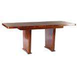 Rosewood veneer on beech table 76 cm high, top size 139x81 cm, with intermediate top 47 cm,