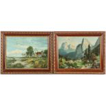 2 classic German wall decorations, outer size 50x62 cm each (1 with a crack in the glass)