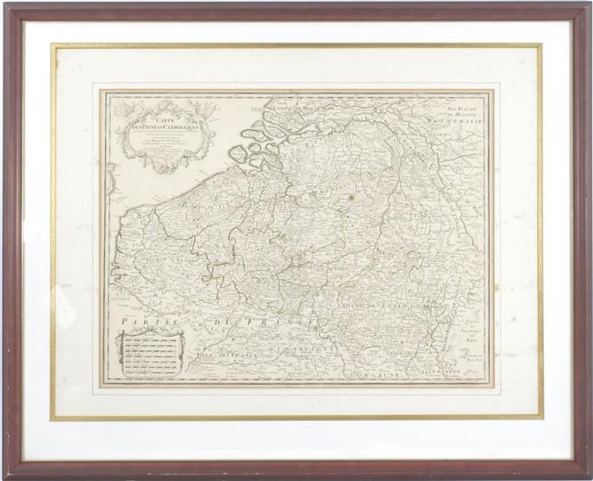 Topographic map, Carte des PaysBas Catholiques, 1780, 48x62 cm, outer size 78x96 cm