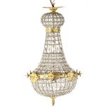 Classic hanging lamp with beautiful frame and cut drops, approx. 70 cm high