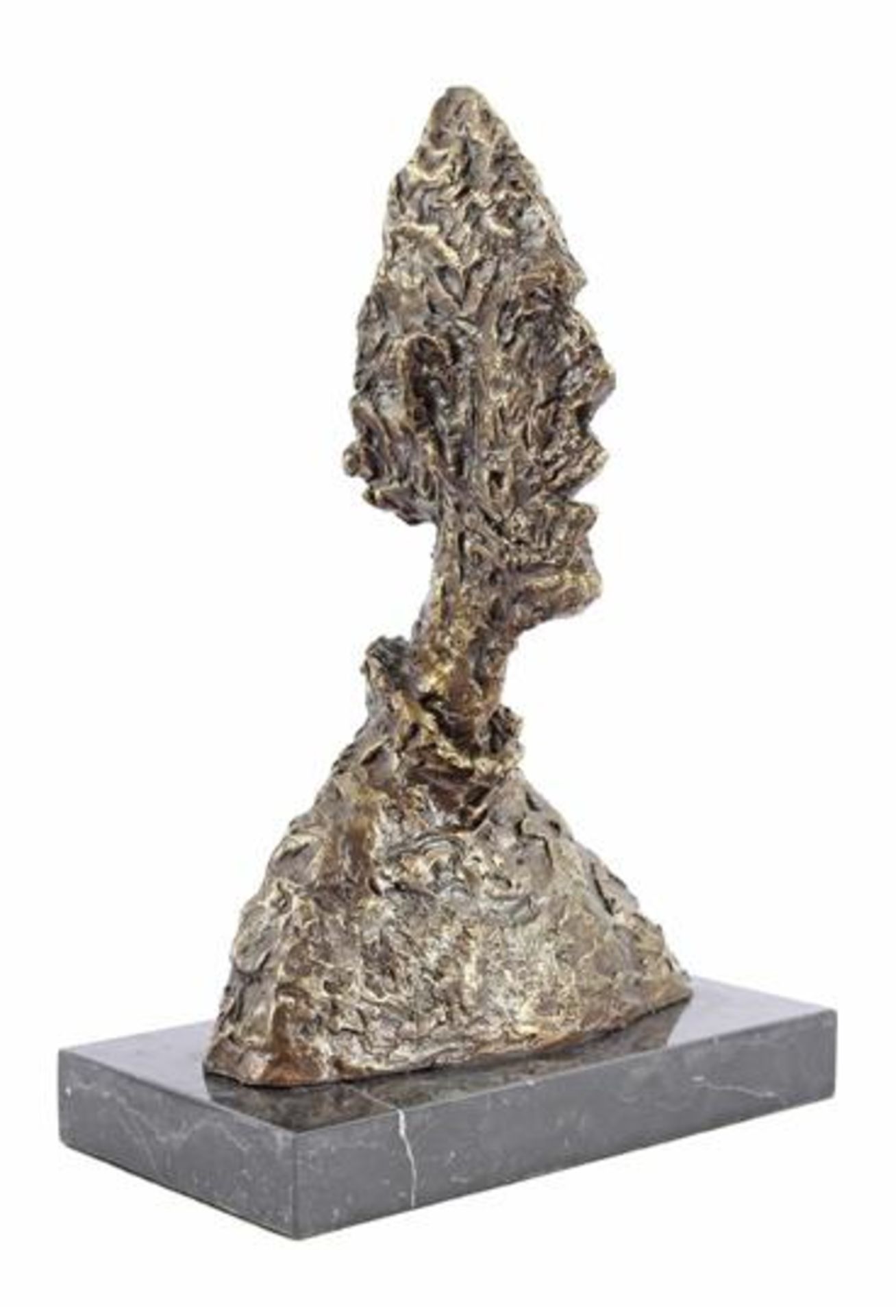 Bronze statue of a face, inspired by Giagometti, 34 cm high