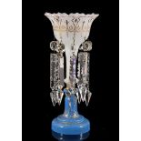 19th century decorative glass jar with crystal drops, 30 cm high