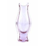 Purple glass decorative vase with cut representation of nude 26 cm high