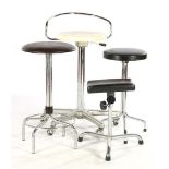 4 various stools including mobile, height adjustable and Brabantia