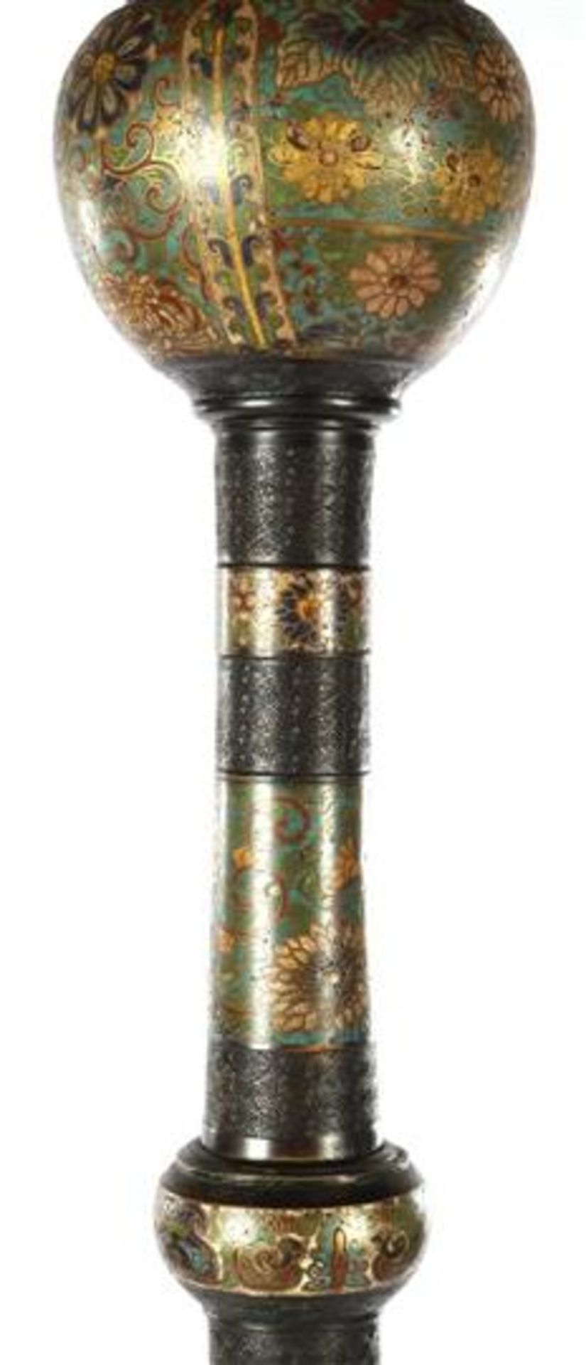 Asian 2-bulb cloisonne floor lamp with elephants at the base 190 cm high, & nbsp; upholstered - Bild 4 aus 4