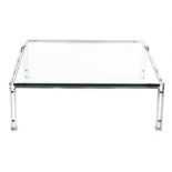 Modern Metaform coffee table, M-series, stainless steel base, 36 cm high, 100x105 cm with loose