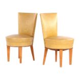 2 1960s yellow leather cocktail chairs