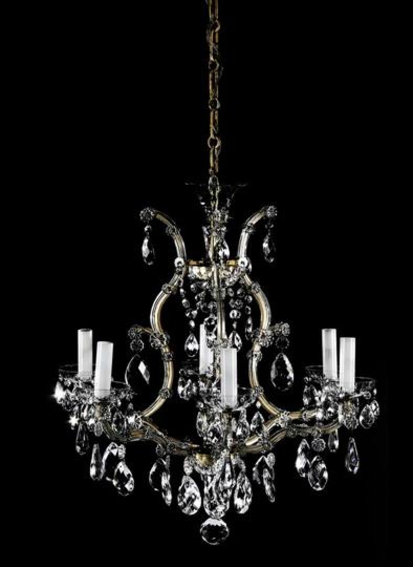 Classic 6-light chandelier with many cones, approx. 130 cm high