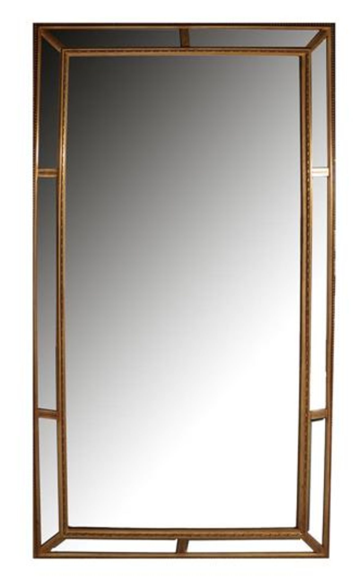 Classic faceted mirror in gold-colored frame after antique model, 193x108 cm