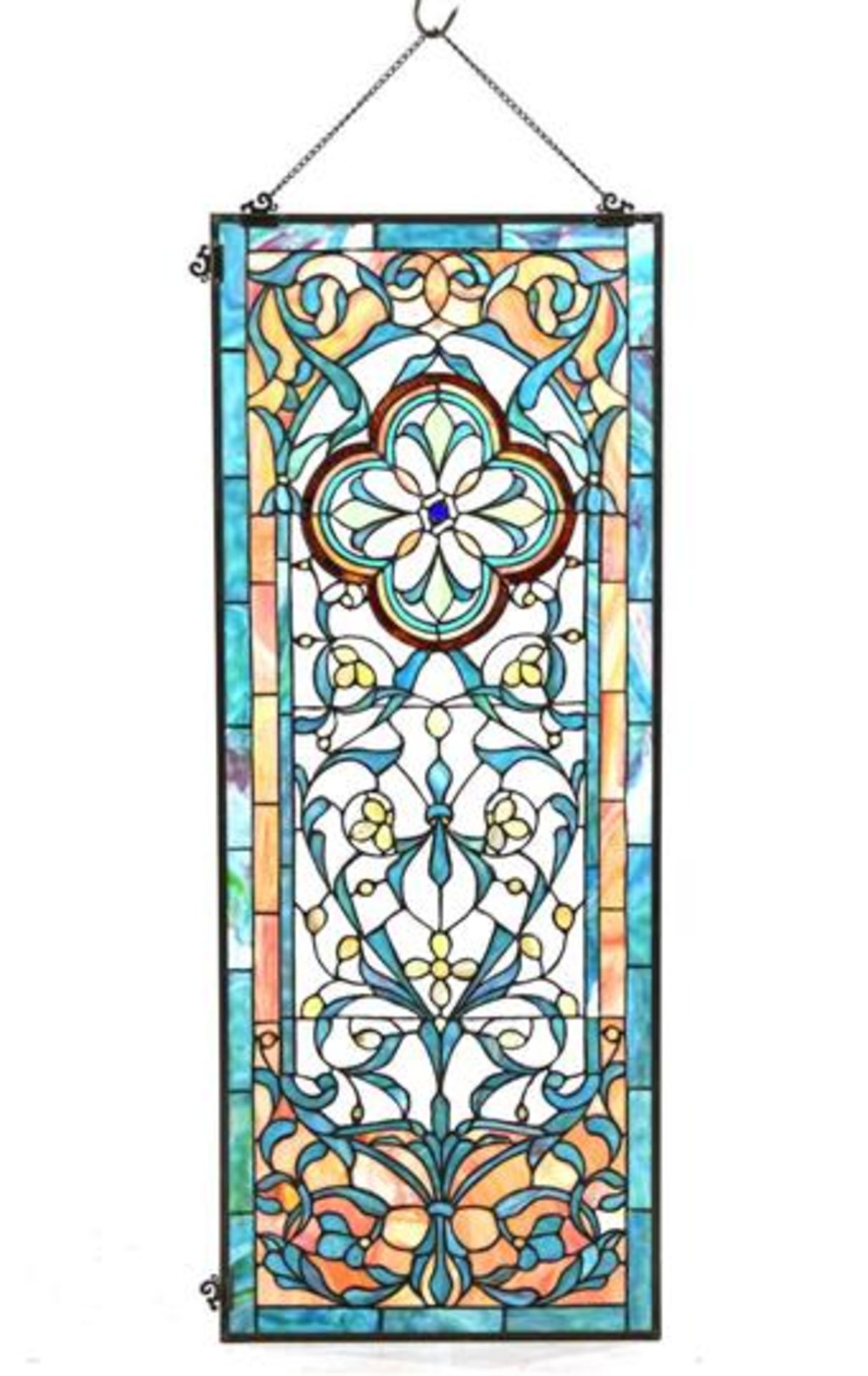 Stained glass window after Jugendstil example, 117x46 cm