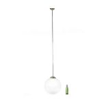 White glass ball lamp with long aluminum rod, approx. 250 cm high
