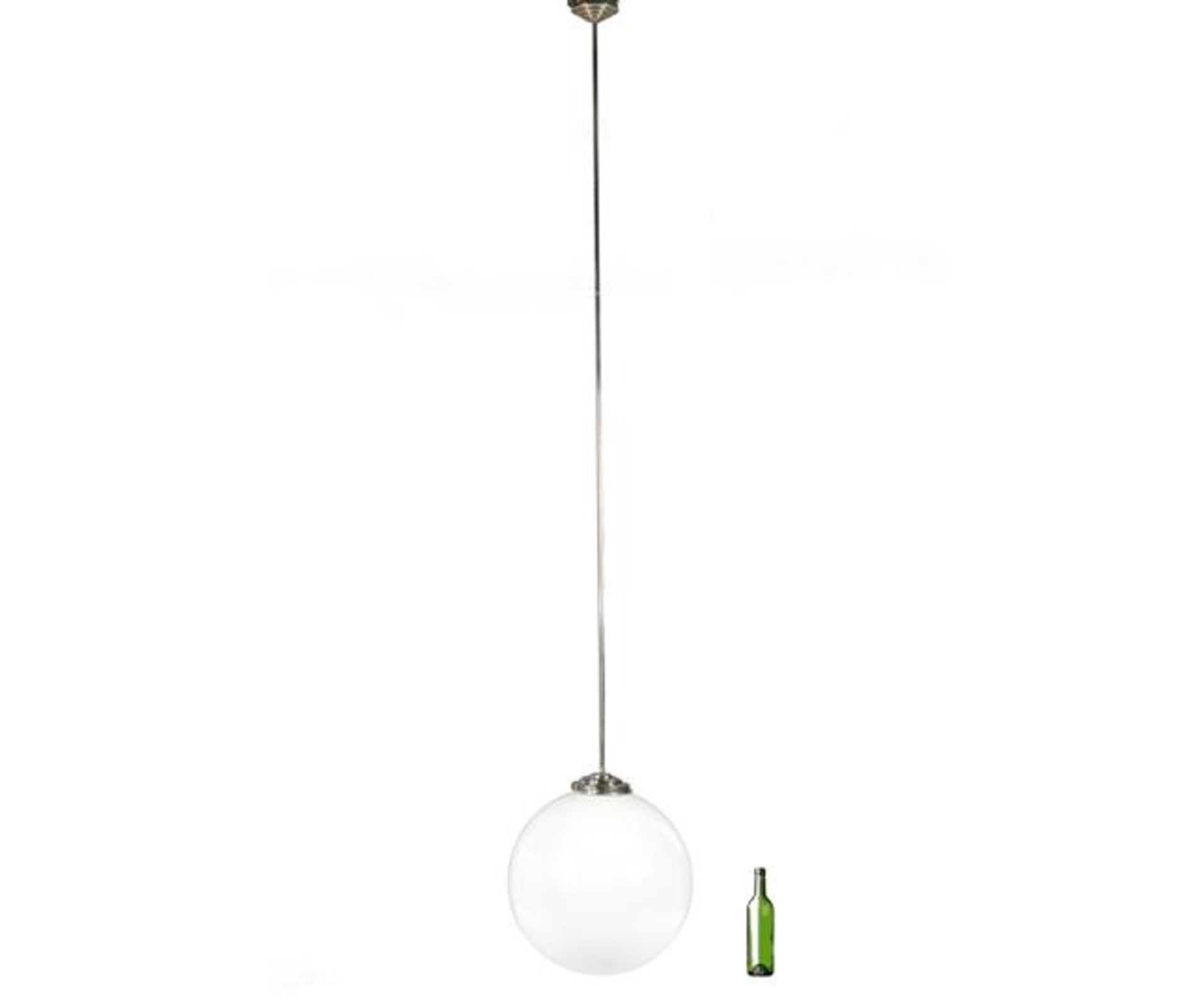 White glass ball lamp with long aluminum rod, approx. 250 cm high