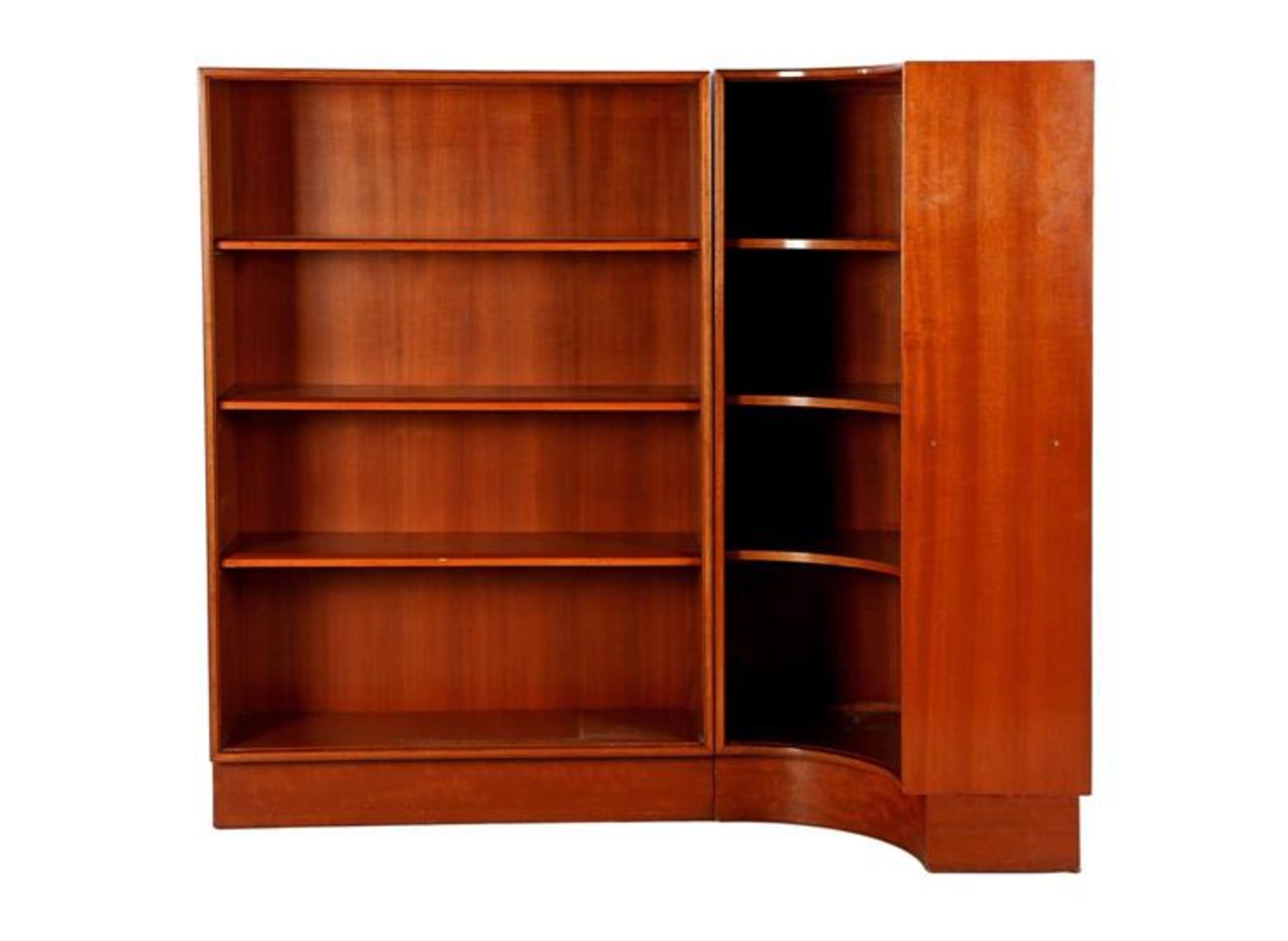 Formule Meubel 2-part bookcase with a corner cabinet on the right side, 127 cm high, 148 cm wide,
