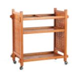 Mobile teak serving trolley with removable tops, 79 cm high, 69 cm wide and 37 cm deep