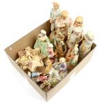 Box of various biscuit porcelain figurines