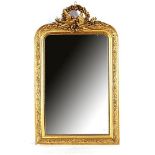 Mirror in a gold-colored frame with decorated crest, 124x75 cm