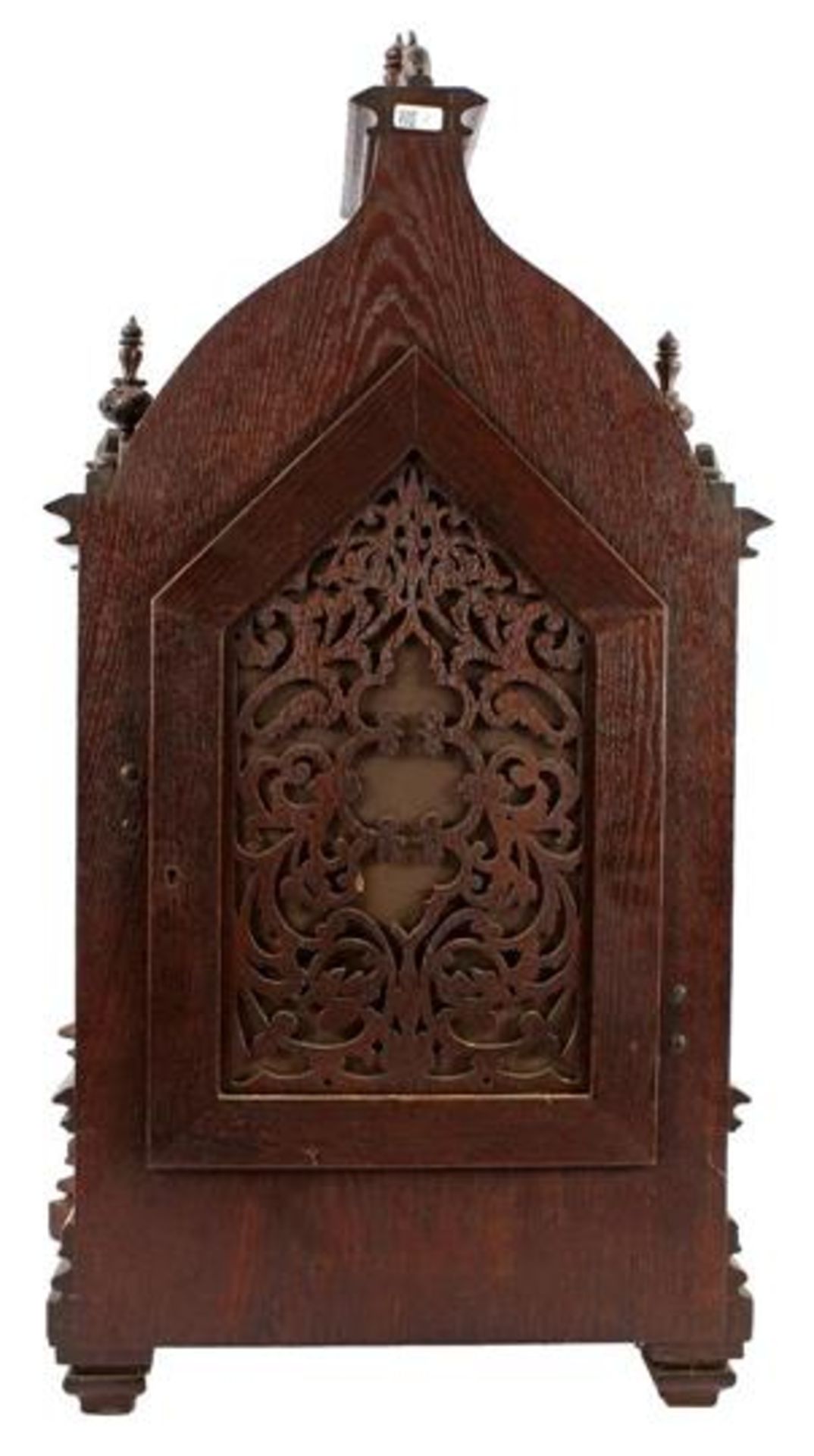 Lenzkirch table clock in gothic style with a pierced oak case with openwork & nbsp; parts 80 cm - Image 4 of 5