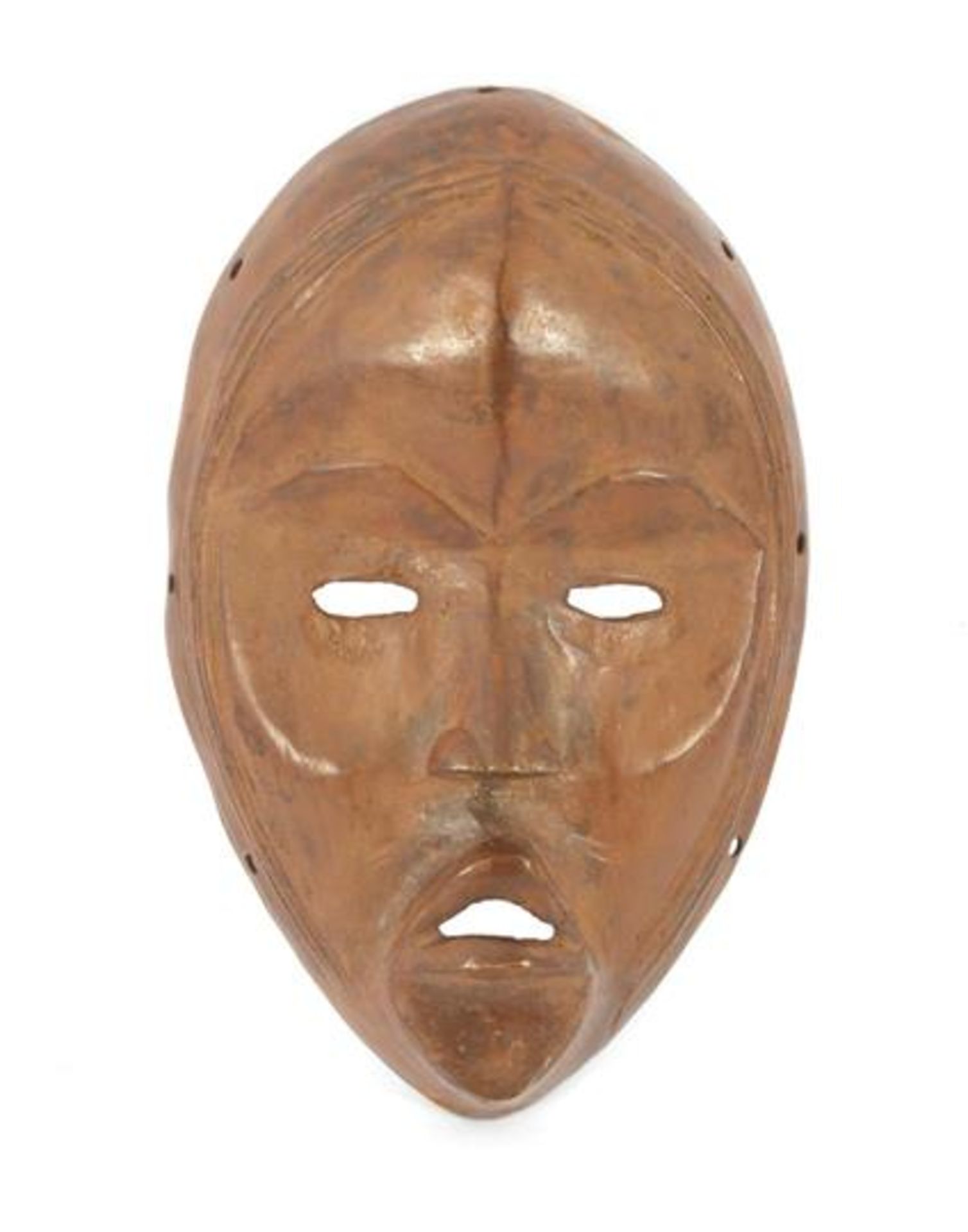 Rare cast bronze Diomande / Dan miniature mask, Ivory Coast, 21 x 13 cm. These masks were cast by