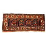 Hand-knotted wool carpet with Oriental decor Afshar Mafrash, 122x50 cm