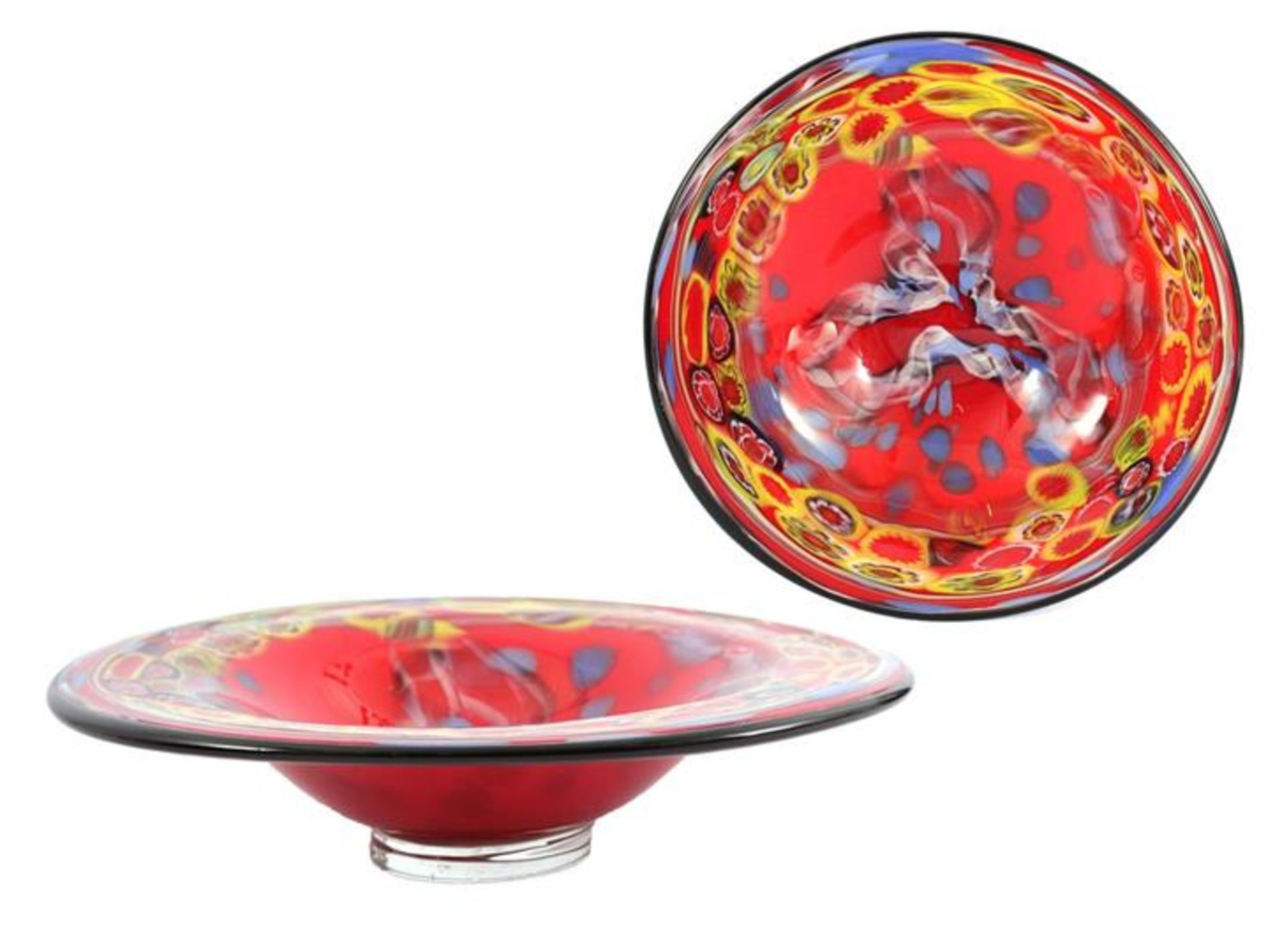 Anonymous, glass decorative dish with many colors, 8 cm high, 23 cm diameter