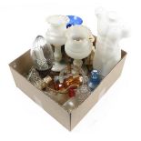 Box with glass corpus table table lamp, Moser glass, opaline glass coupes, ceiling lamp, stopper