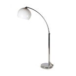 Floor lamp, chrome-plated fixture with white plastic shade, approx. 185 cm high
