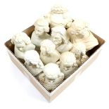 10 various biscuit porcelain busts of, among others, Beethoven, Liszt, Christ and Wilhelmina