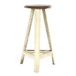 Industrial stool with metal base and wooden seat, 70 cm high