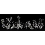 5 Swarovski crystal bears, of which the largest 7 cm high, 2 dogs, 2 cats, 2 foxes, elephant 7.5