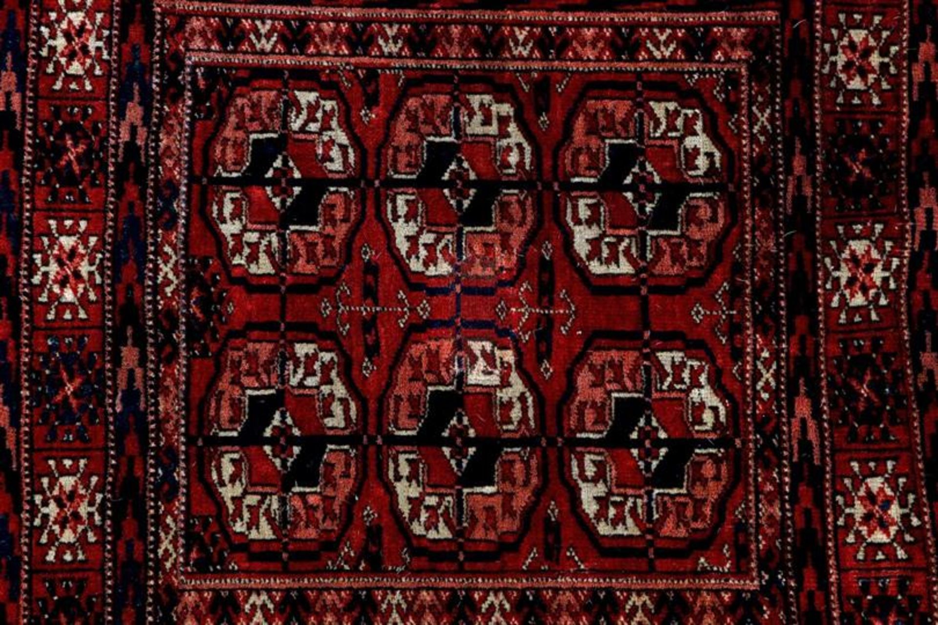 Hand-knotted wool carpet with Oriental decor Tekke mat, 90x83 cm - Image 2 of 3