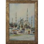Unclearly signed, Blue Mosque in Istanbul, watercolor 44x29.5 cm