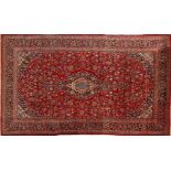 Hand-knotted wool carpet with oriental Kashan decor, 368x212 cm