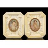 2 & nbsp; miniature portraits of Napoleon and his wife Joséphine de Beauharnais in & nbsp; edited
