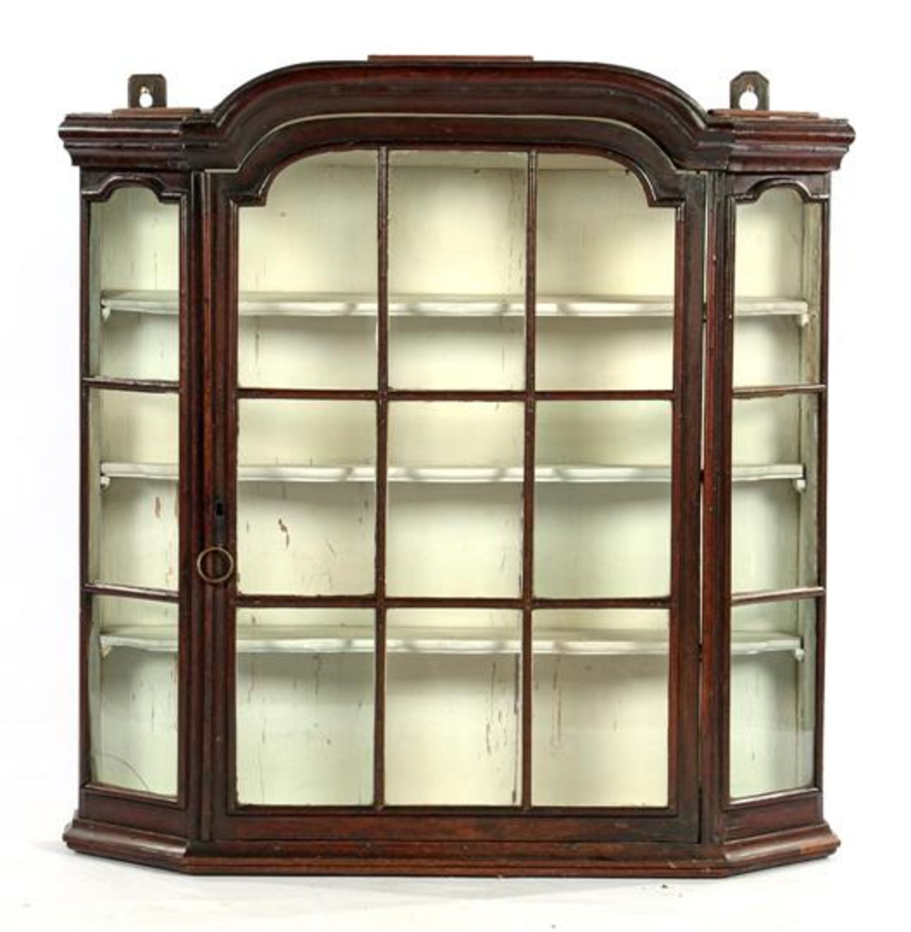 Oak 1-door wall display cabinet, circa 1800, 89.5 cm high, 89 cm wide, 24 cm deep (1 pane on the