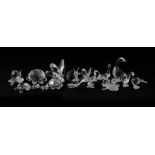 5 Swarovski crystal turtles of which the largest 3 cm high, 4 geese of which the largest 6 cm