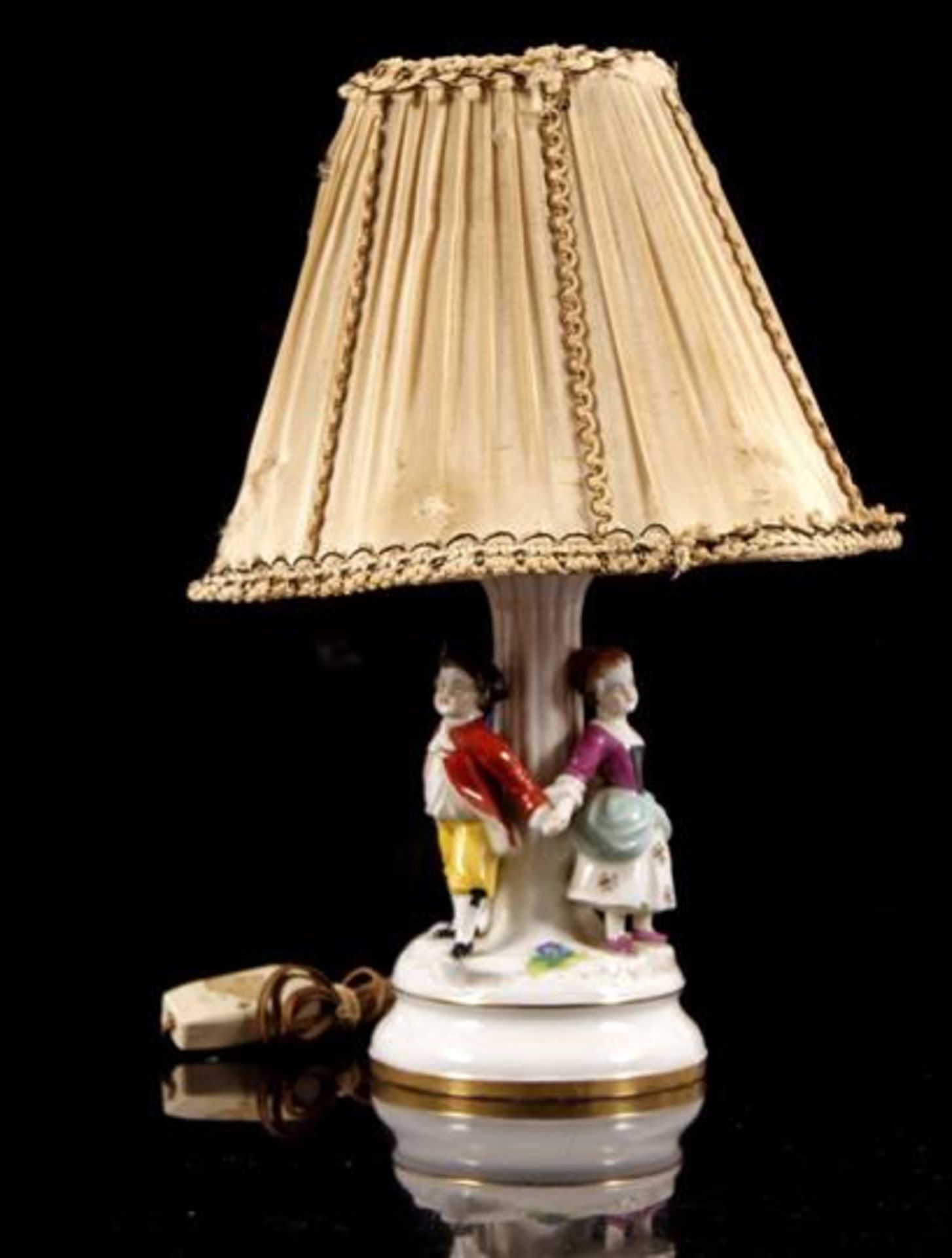 Volkstedt Rudolstadt porcelain table lamp base & nbsp; with 3 figures holding hands around the