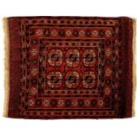 Hand-knotted wool carpet with Oriental decor Tekke mat, 90x83 cm