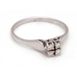 White gold fantasy ring, 14 kt, set with 4 brilliant cut diamonds, approx. 0.12 ct, 18.5 mm