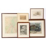 5 various wall decorations including etching by F Manders
