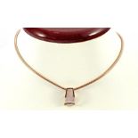 Rose gold snake necklace, 14 krt., 37 cm long, with a 14 krt attached to it. rose gold pendant set