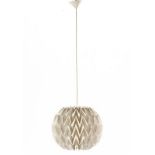 Plastic hanging lamp in the style of or by Le Klint / Poul Christiansen, sphere 32.5 cm high