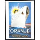 Print of the MS Oranje, original design by Jean Walther, 75x46 cm
