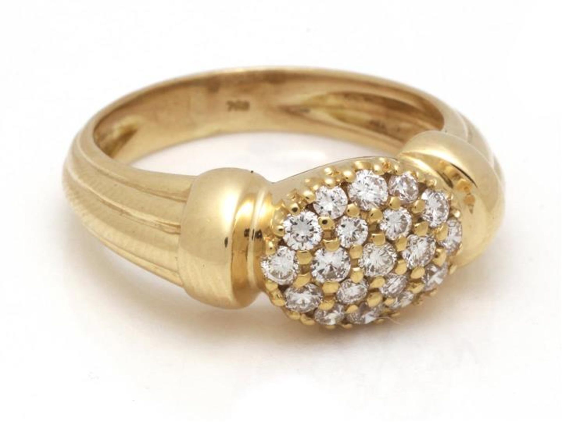 Gold fantasy ring, 18 kt, set with brilliant cut diamond, approx. 0.55 ct, 19 mm