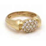 Gold fantasy ring, 18 kt, set with brilliant cut diamond, approx. 0.55 ct, 19 mm